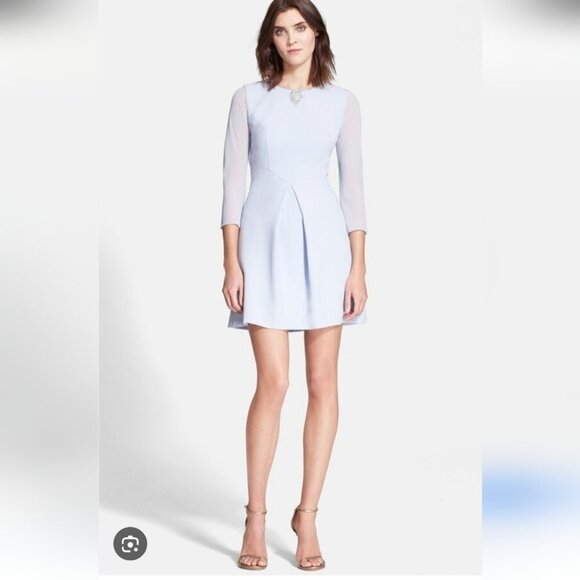 TED BAKER | Haswell Embellished A-Line Dress Baby Blue sz 8 - Picture 1 of 10